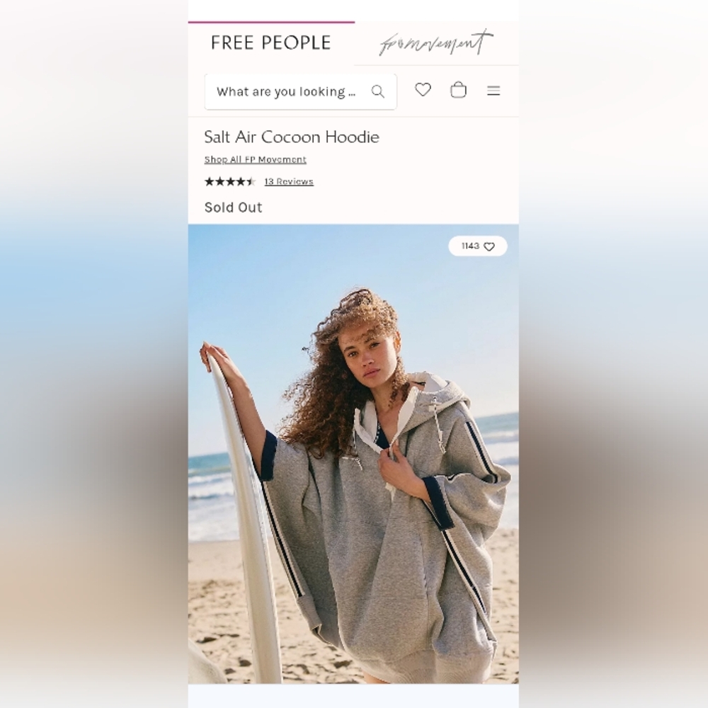 NWT Free People Salt Air Cocoon Hoodie